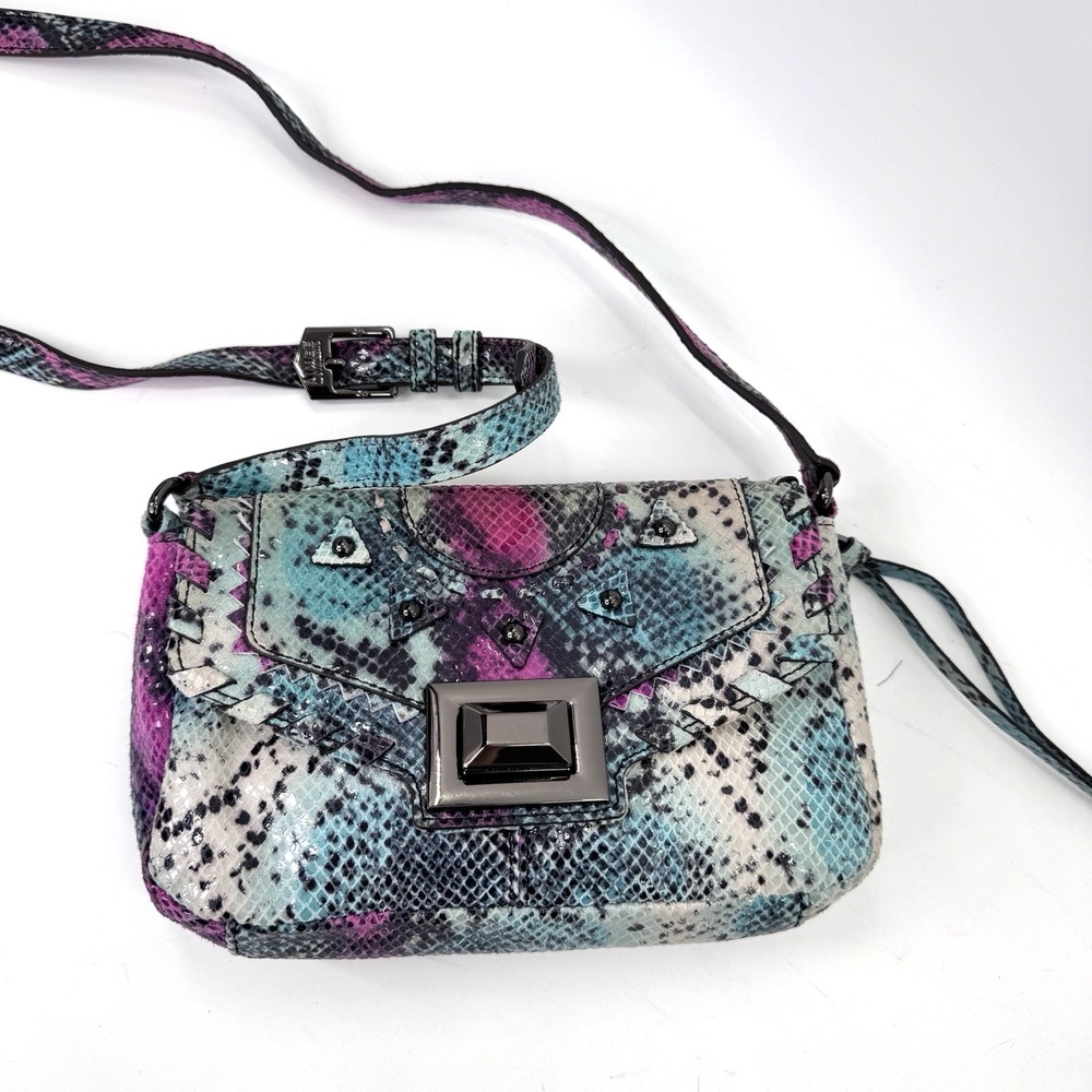 Aimee Kestenberg Bag Snakeskin Leather Avant Garde Y2K Rainbow Crossbody Rocker